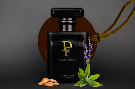 50ml black bottle gold label with leather background.  dupe fragrances perfume F**king Wild inspired by Fucking Fabulous by Tom Ford. Tonka bean and lavender