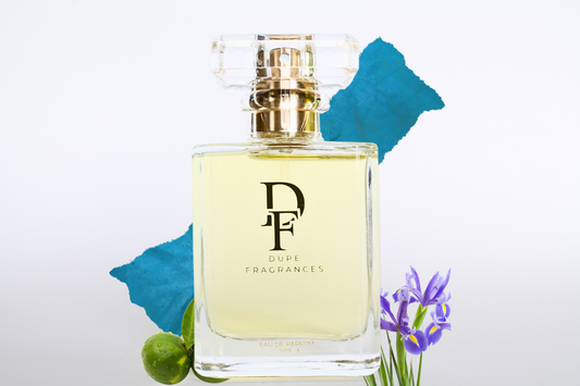 Dupe fragrances  Silver Ribbon perfume inspired by Tiffany & Co by Tiffany. 50mls . Clear bottle with gold label on blue background